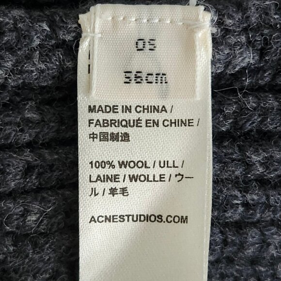 ACNE STUDIOS Pansy N Face 100% Wool Gray Beanie Unisex - Picture 6 of 8